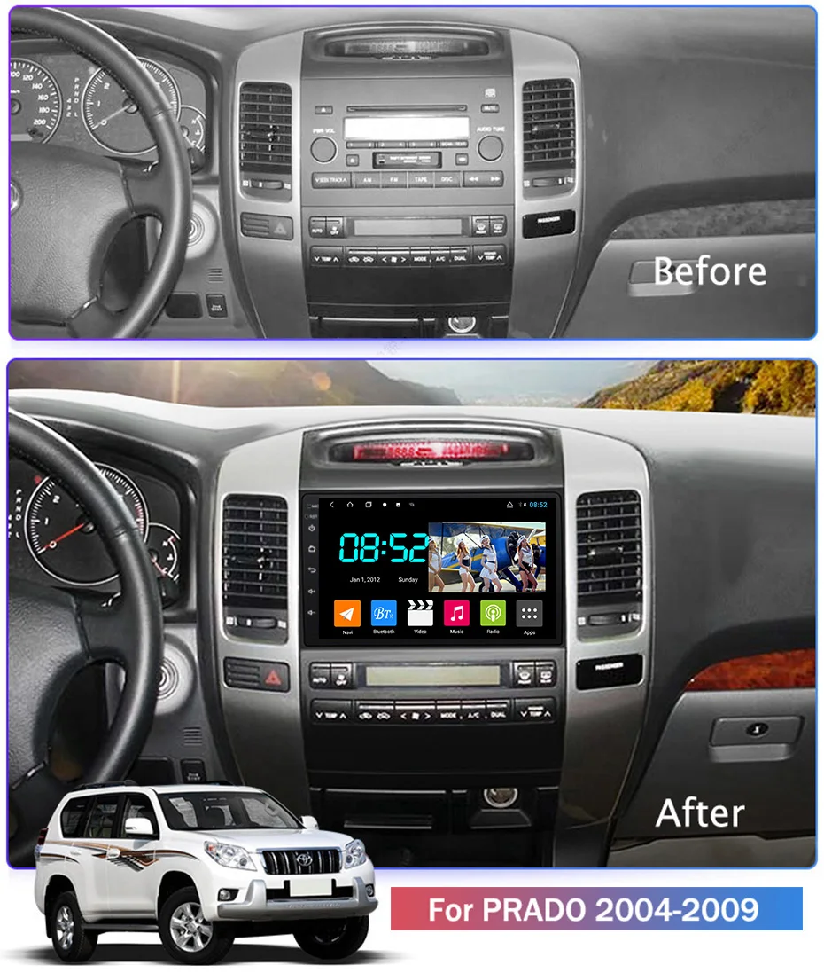 Android 8,1 автомобильный DVD 1din мультимедийная система Navi для Toyota Prado 2004-2009 Автомобильный gps навигатор головное устройство BT SWC wifi