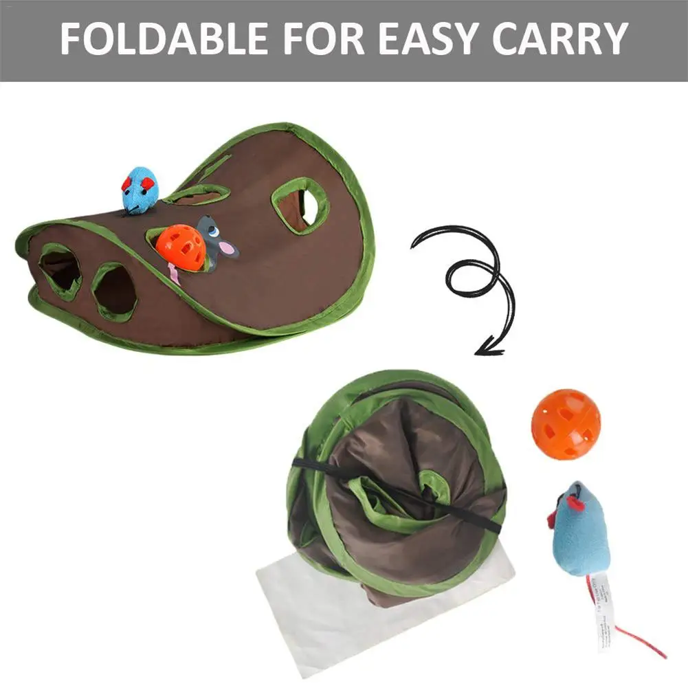 Pet Cat Toys Mice Intelligence Educational Bell Tent With 9 Holes Tunnel Folding Tent Interactive Cat Toys Pet Supplies 20E