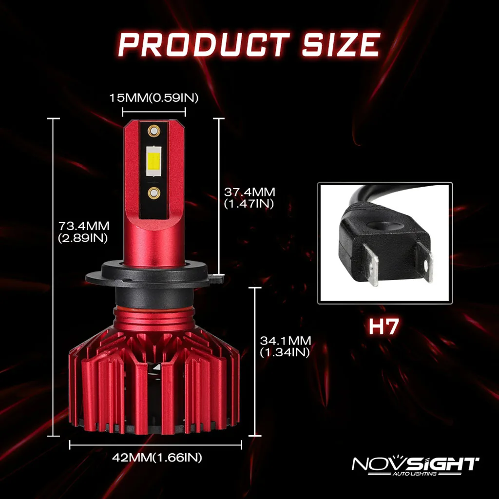 Novsight Car LED Headlight H4 60W 10000LM LED H7  H1 H3 H11 9005 9006 6000K Auto Headlamp Fog Light Bulb Hi-Lo Beam Car Styling
