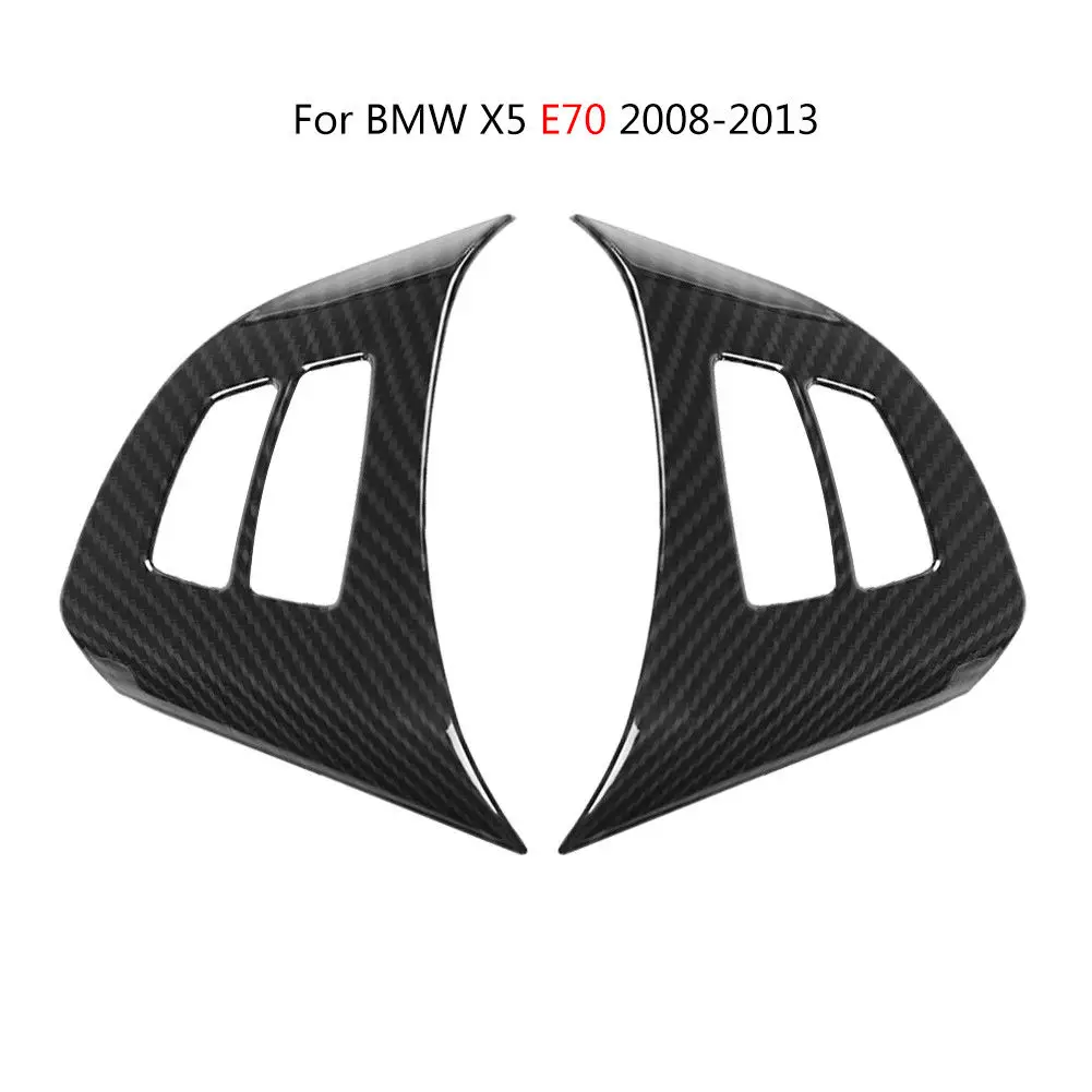 

Carbon Fiber Steering Wheel Button Frame Trim Cover For BMW X5 E70 ABS Plastic Interior Brand New