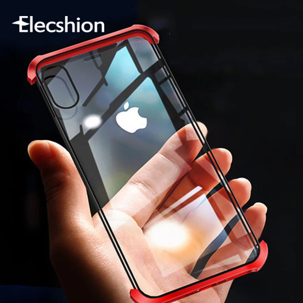 Магнитный чехол для Iphone XR X 7 XS Max металлический адсорбционный закаленное стекло