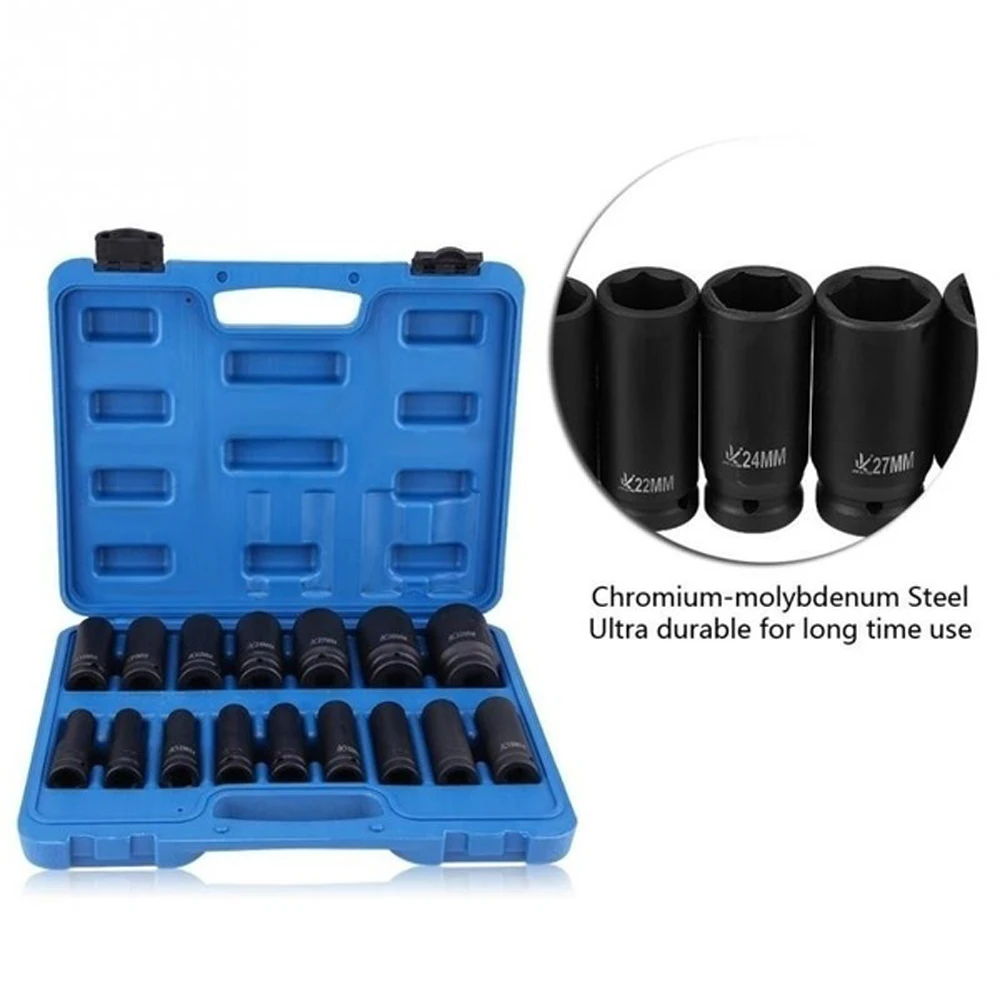 

16Pcs 1/2 Inch Drive Air Hex Bit Socket Set Pneumatic Socket Kit Repairing Tool Kit Sleeve Special Export Type Pneumatic Sleeve