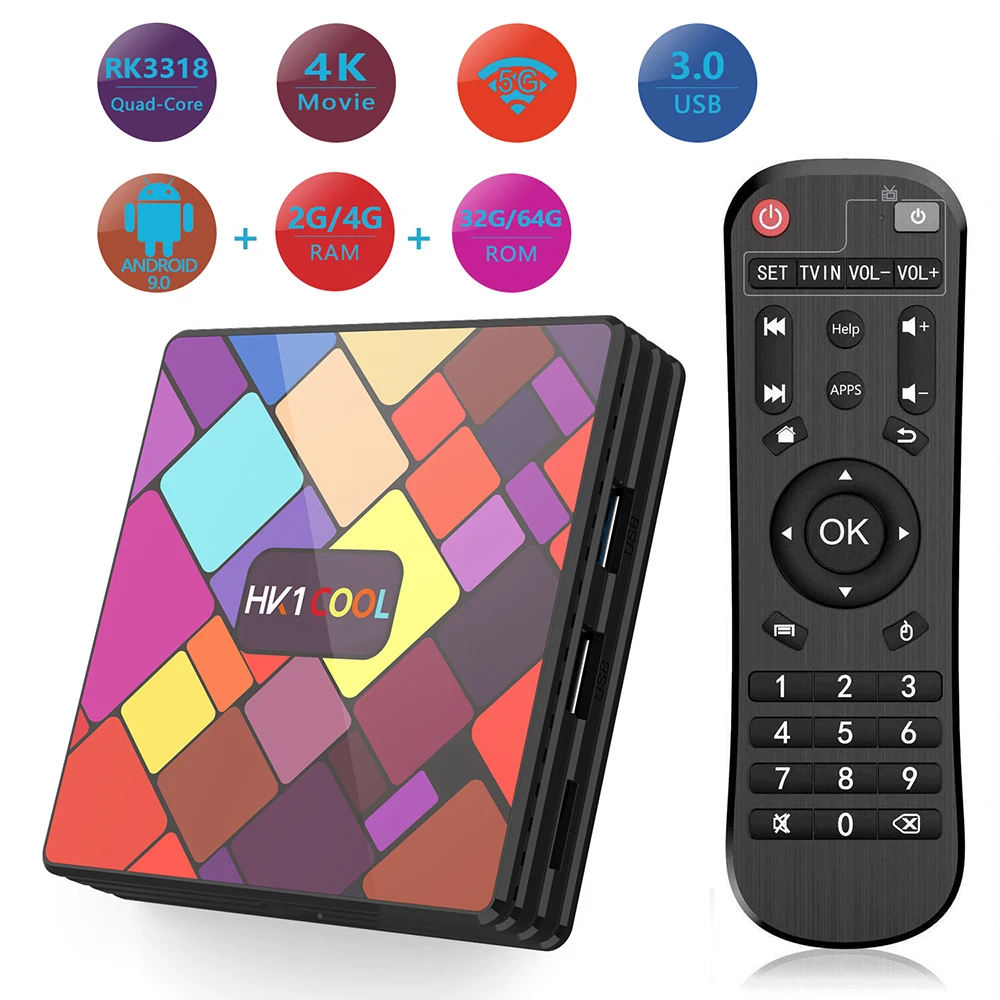 HK1 Прохладный RK3318 4 ядра Гб оперативной памяти 32/64/128 4K 2 4G/5G Wi Fi BT Neflix Youtube Декодер