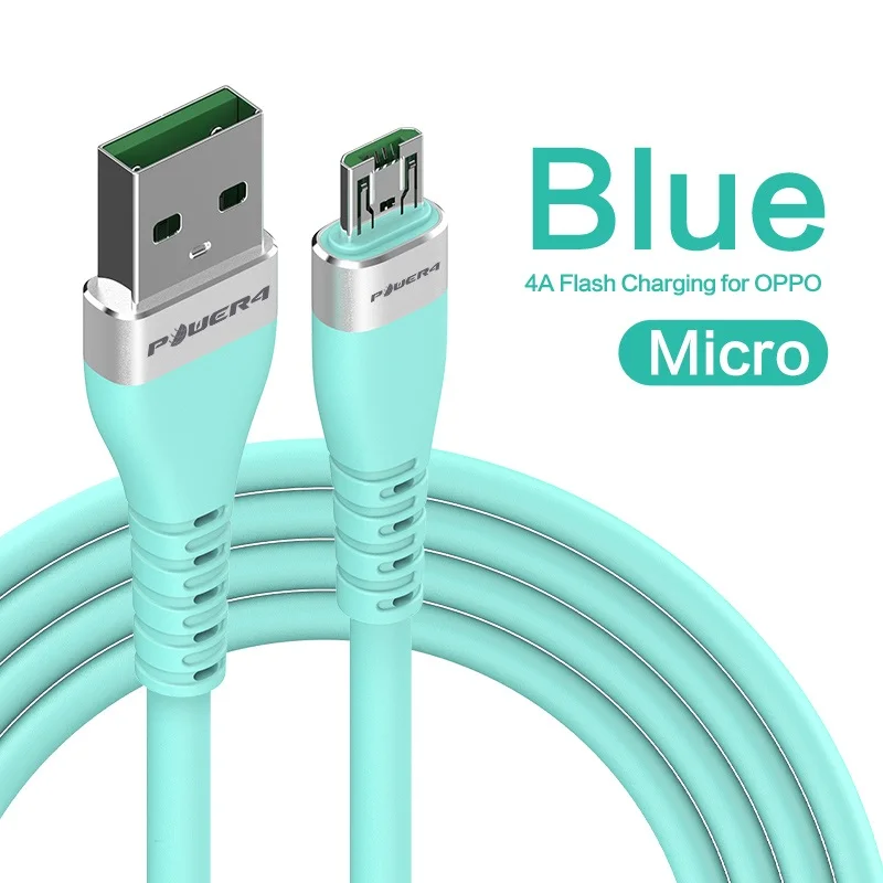 Light Blue Power4 4A Micro USB шнур для OPPO/VIVO VOOC Flash зарядный USB кабель Micro USB совместимый для 2A 3A samsung Micro/usb провод 2 м - Цвет: Light Blue