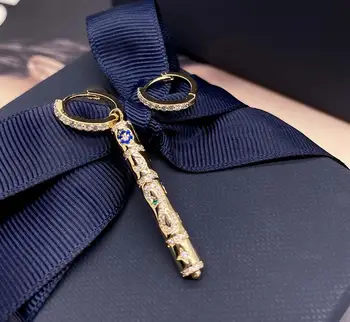 

Retro long stripe shiny color rhinestone earrings women simple unique design trend long ear accessories