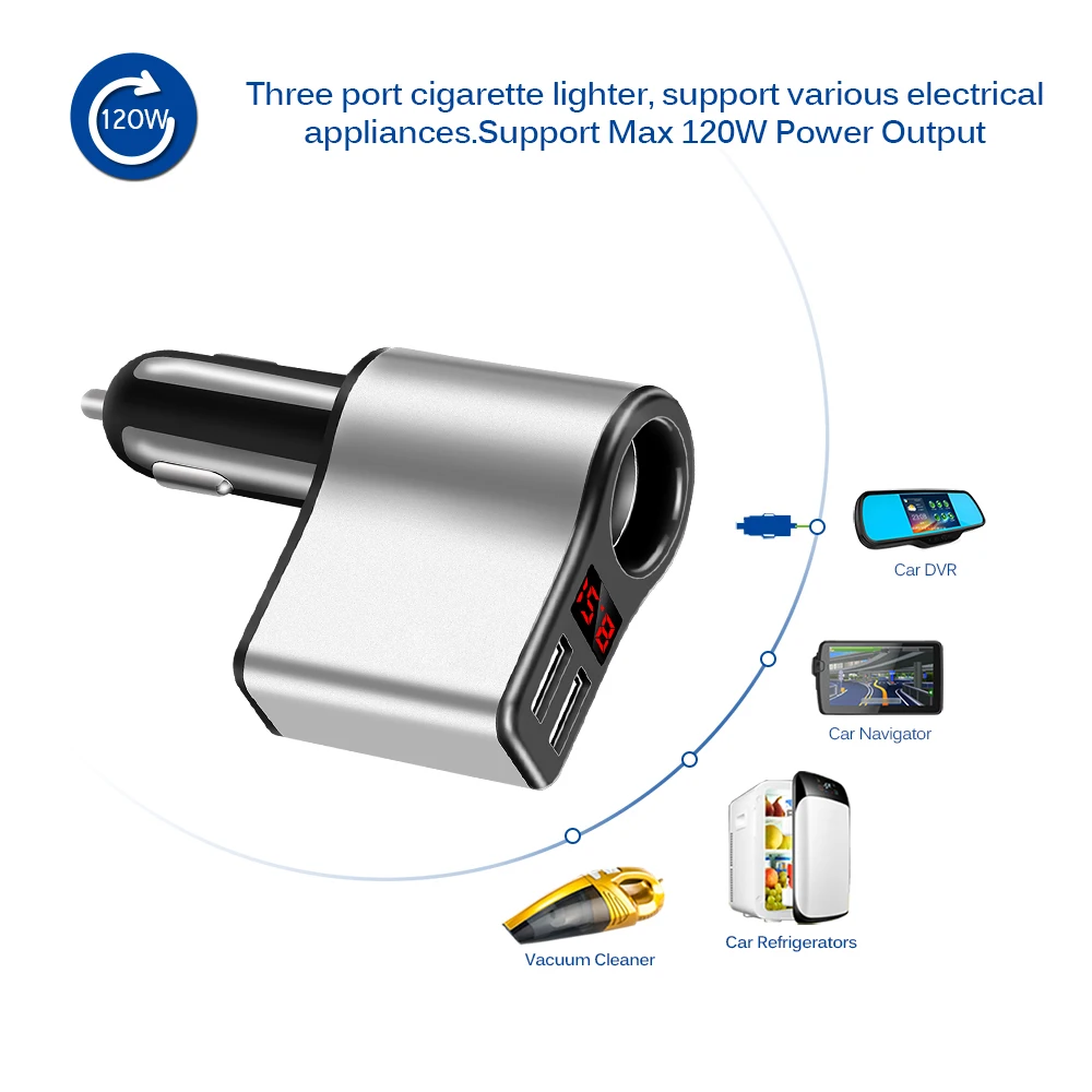 Powstro металлическое зарядное устройство для автомобиля 3.1A двойной USB телефон зарядное устройство вольтметр Текущий монитор адаптер с легкосплавные диски для умной зарядки