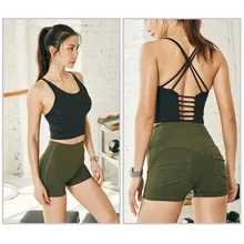 Женские спортивные шорты Повседневное сплошной высокой талией подтяжка бедра короткие штаны для бега M88