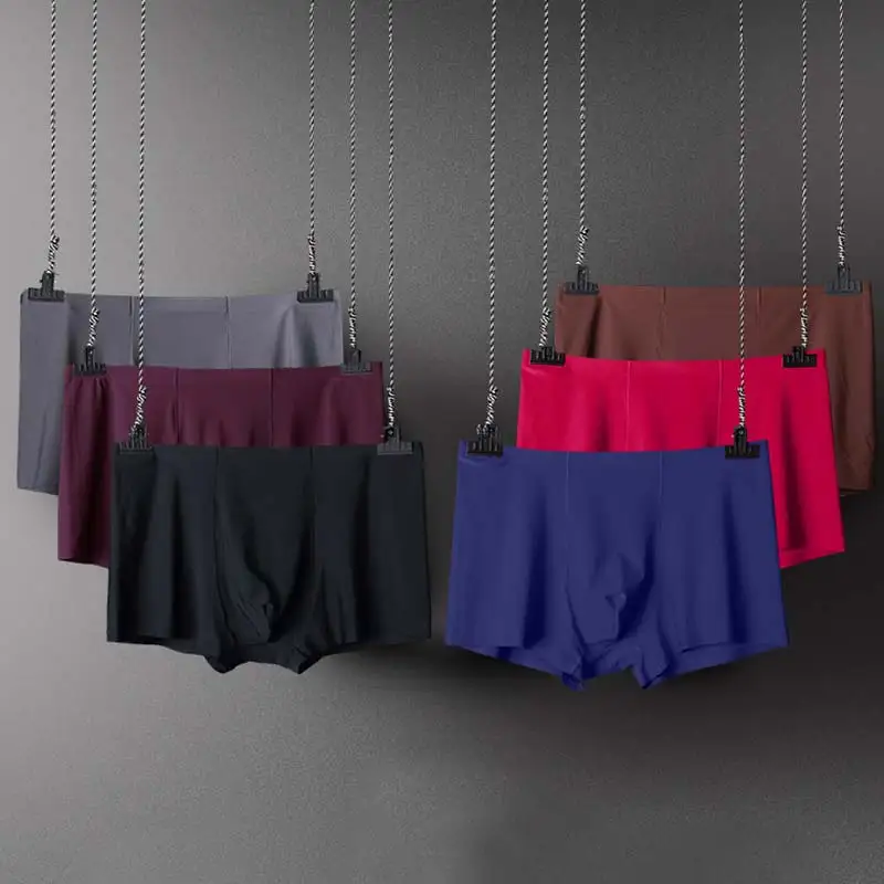 3D спандекс роскошные мужские боксеры L-XXXL нижнее белье шорты бесшовные антибактериальные Высокое качество Популярные 1 шт шелковые трусики
