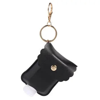 

2pcs PU Leather Storage Case Practical Convenient Hand Sanitizer Protector Storage Pouch Keychain Carriers for Women Men Outdoor