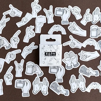 

45 pcs/pack Mini Black and White Gestures Sticker Kawaii Diary Label Sticker Stationery for Decoration Diary Scrapbooking
