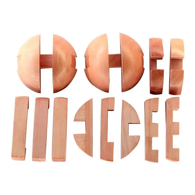 Wooden Building Block Toy Educational Unlock Toy Ball-shaped Lock Luban Lock/Wooden Puzzle Diameter 6cm 1