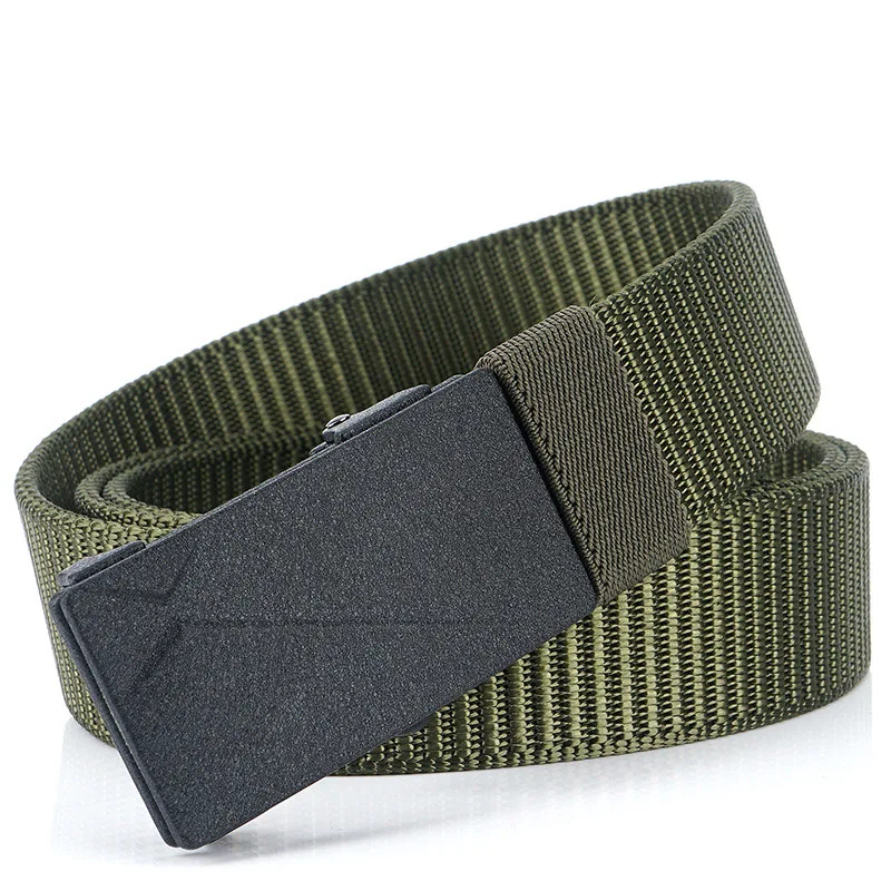 B Army green Тренд мужской ремень качество сплошной цвет нейлон Автоматическая Пряжка ремни Молодежные мужские повседневные деловые брюки пояса экстравагантного дизайна Роскошный ремень - Цвет: B Army green