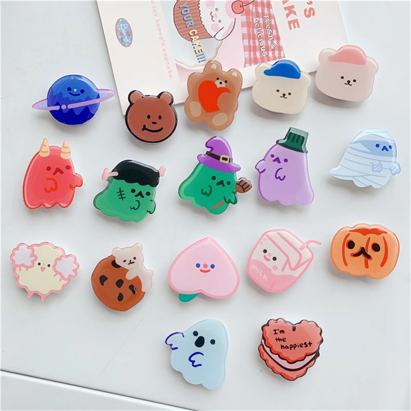 Lucu Hantu Setan Lem Lipat Universal Ponsel Memperluas Berdiri Pemegang untuk iPhone Samsung Xiaomi Ponsel Jari Cincin Grip Hadiah Natal