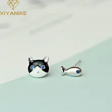 XIYANIKE Стерлинговое Серебро 925 гипоаллергенно элегантные серьги-гвоздики женские креативные модные кошки рыбы неправильные вечерние ювелирные изделия