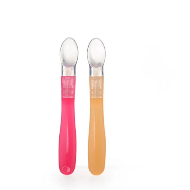 1 Pcs Baby Feeding Tableware Silicone Spoon Dinnerware Cutlery Utensils