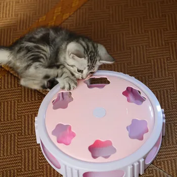 

Non-slip Smart Cat Toy Electric Colorful Feather Round Turntable Cat Toys ABS Plastic Cat Hunting AA Battery Toy Pet Supplies