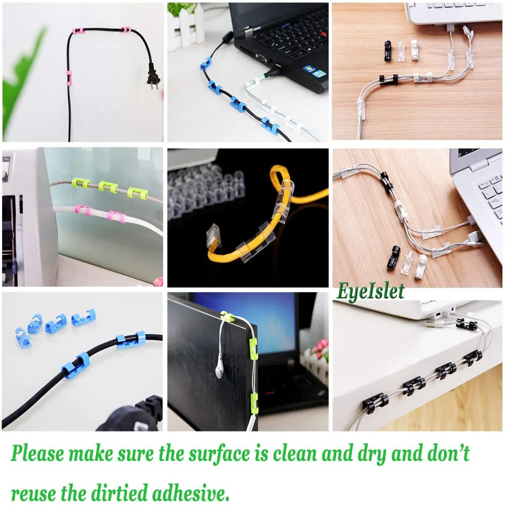 20PCS Cable Organizer Clips Cable Management Desktop & Workstation Wire Manager Cord Holder USB Charging Data Line Winder cable organizer