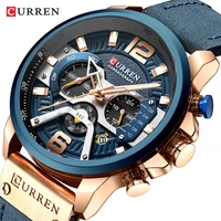 CURREN orologi sportivi Casual per uomo orologio da polso in pelle militare di lusso di marca superiore blu orologio da uomo cronografo di moda