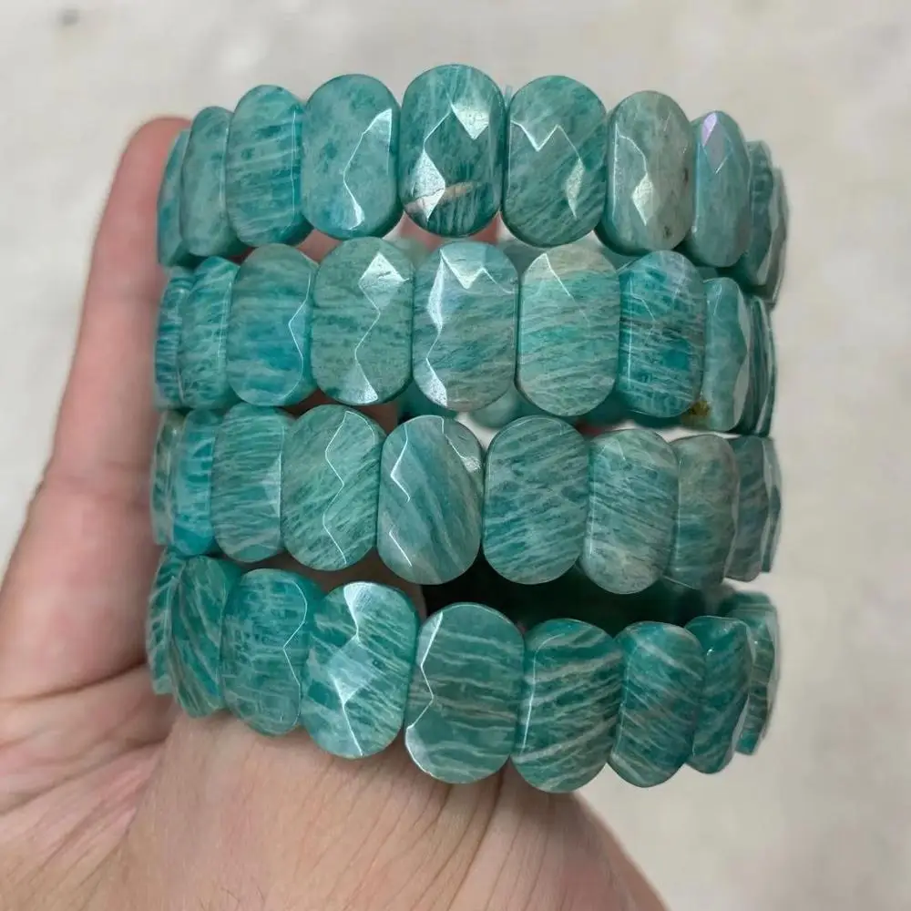 Синие бусы из камня амазонита браслет натурального ювелирные изделия для женщин