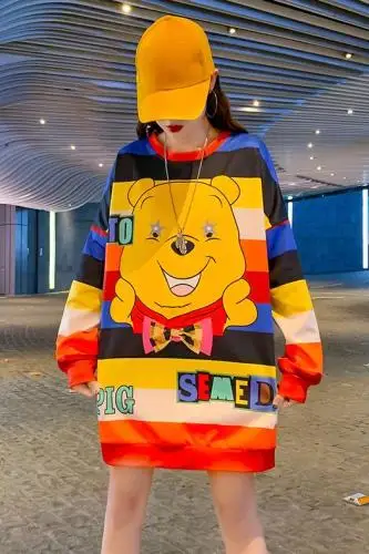 Spring Autumn New Fashion Style Cartoon Printing Designs Female Simple Comfortable Loose Wearing Casual Women Top Plus Size