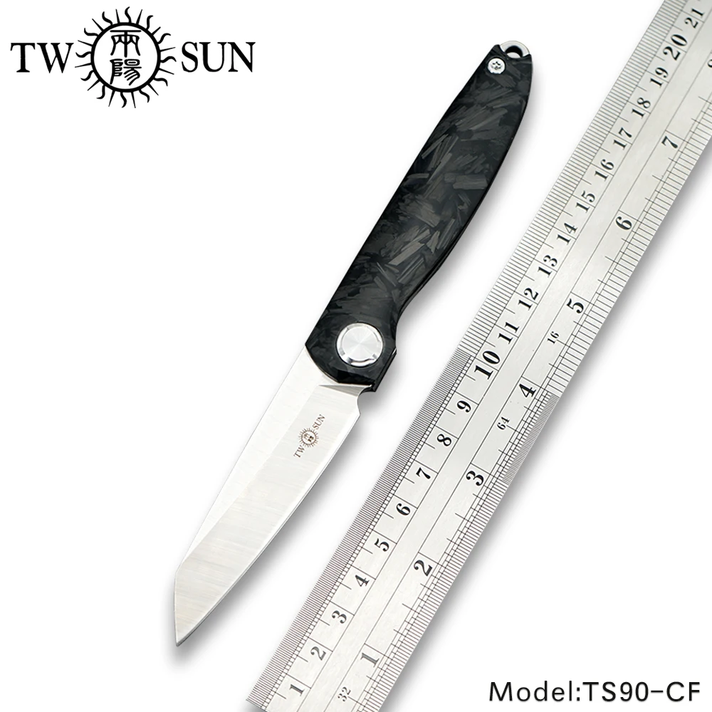 

Twosun knives SLIP JOINT m390 folding Pocket Knife camping hunting knife outdoor camping survival tool EDC Carbon Fiber TS90-CF