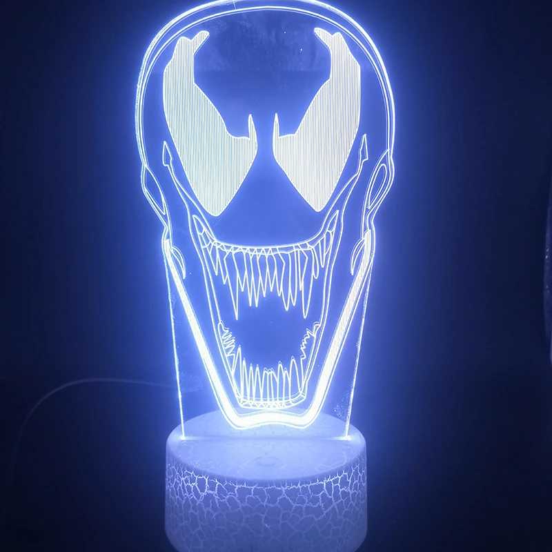 Dropship с героями комиксов Марвел, анти-hero Venom 3D лампа Ночной светильник яркие базовые Батарея питание для внутренней отделки Usb светодиодный Ночной светильник