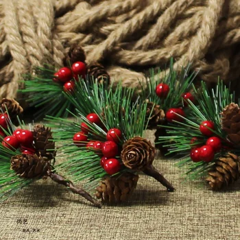 

Pine Needle Mini Christmas Tree Accessories Gift Box Decorative Imitation Flowers Series Plants Desktop Ornament fast sent