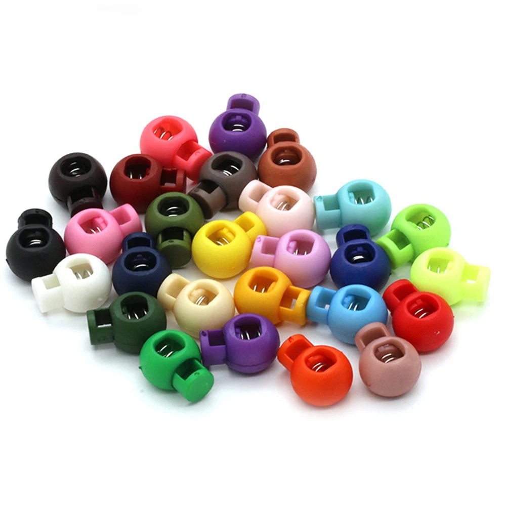 10Pcs Kleurrijke Plastic Bal Ronde Koordvergrendeling Spring Stop Toggle Stopper Clip Voor Sportkleding Schoenen Touw Diy Koord Lanyard onderdelen