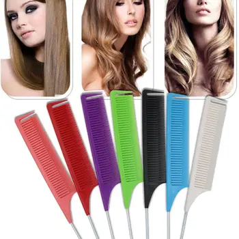 

Professional Fine-tooth Metal Pin Hairdressing Hair Style Rat Tail Comb Anti-static Fine Section Weave Highlight Hair Comb
