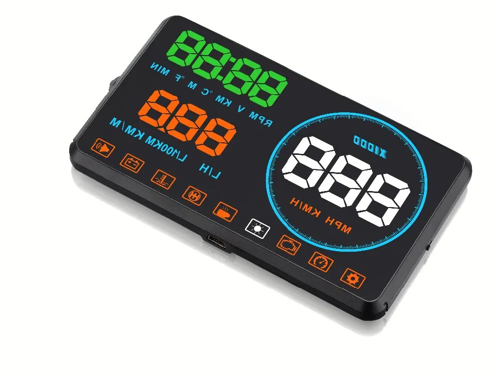 HUD OBD2 красочный HD дисплей на лобовом стекле скорость об/мин Расход топлива время вождения с будильником Buzz лобовое стекло Proejctor M9