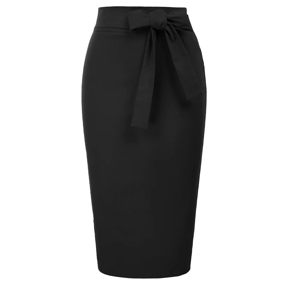 

office skirts Womens Belt knee-length Bodycon Skirt elegant High Waist Retro Vintage Hips-Wrapped solid work lady business skirt