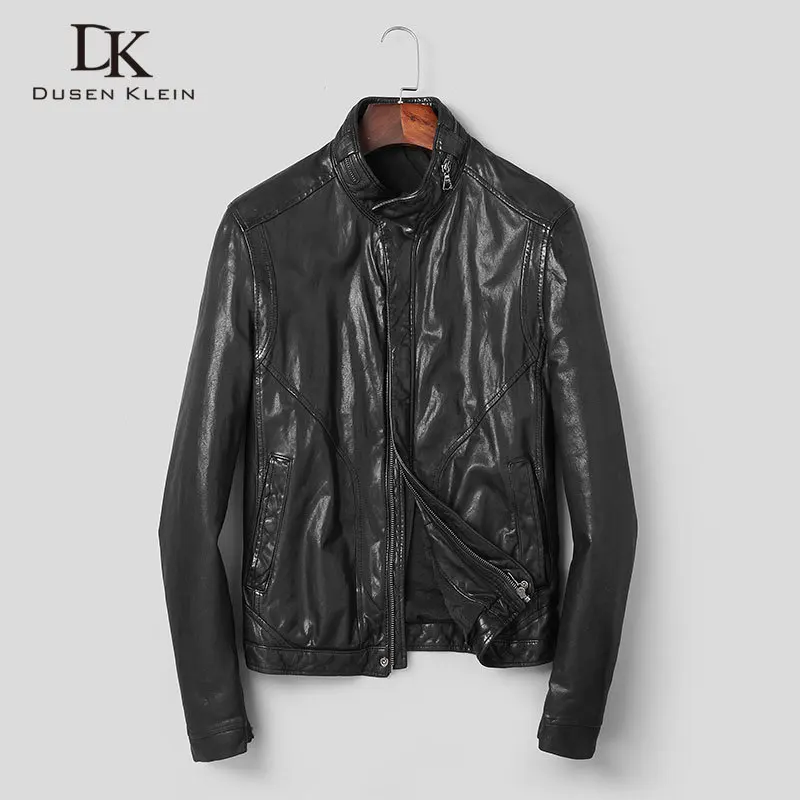 

Men Genuine Leather Jacket Real Sheepskin Jackets Casual Short Black Pockets 2020 Autumn New Jacket for Man Washed Leather s906