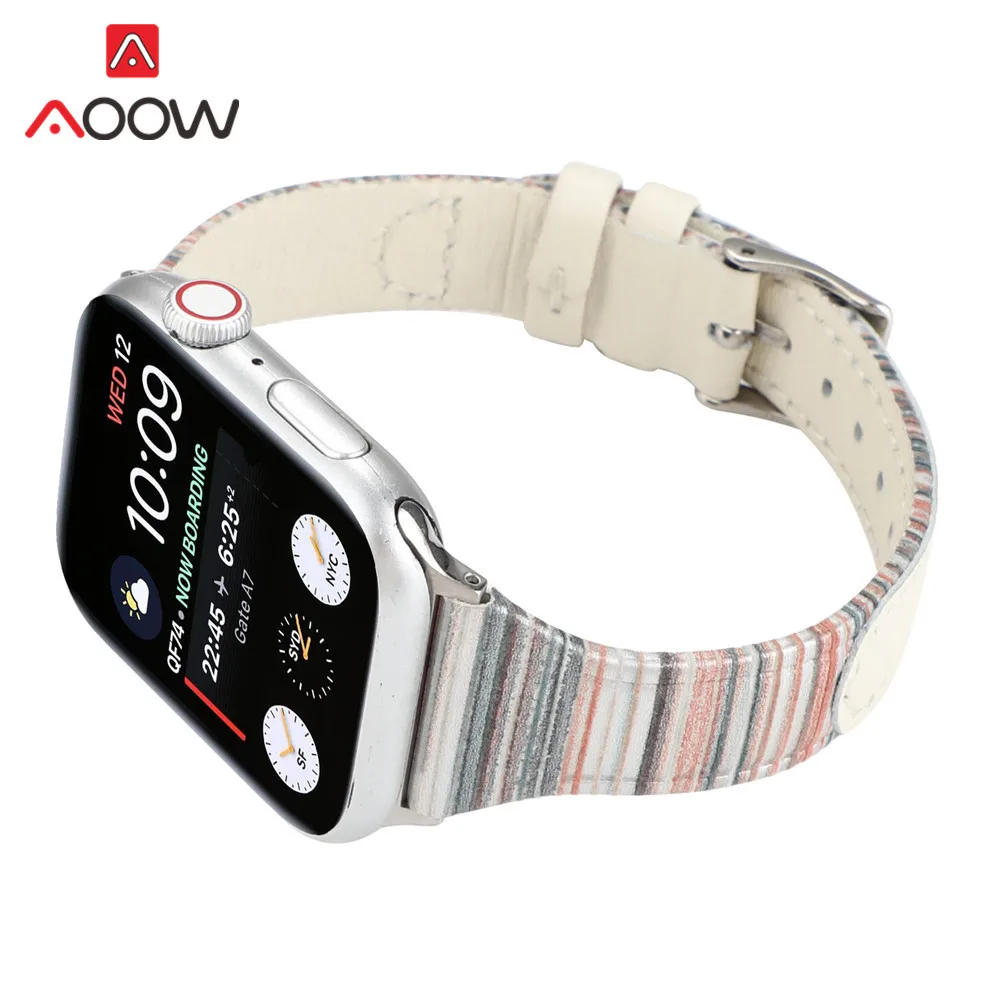 Ремешок из натуральной кожи для Apple Watch, ремешок 40 мм, 44 мм, ремешок для iwatch 38 мм, 42 мм, 1, 2, 3, 4, 5, браслет, аксессуары, ремень