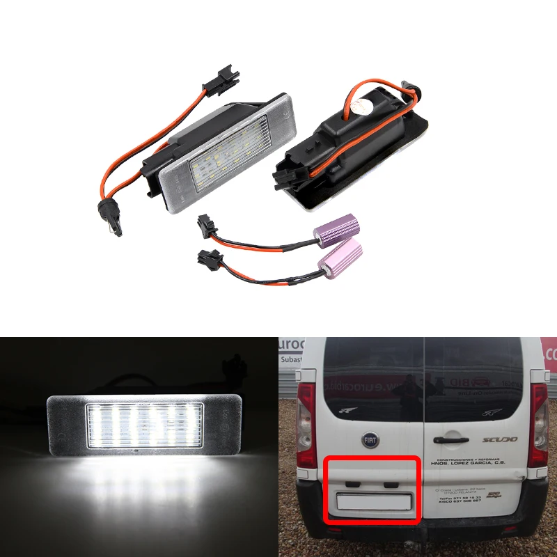 CANbus Светодиодная лампа для номерного знака для Fiat Ulysse 1994-2011 Scudo 2007- 2 шт. Белая светодиодная лампа