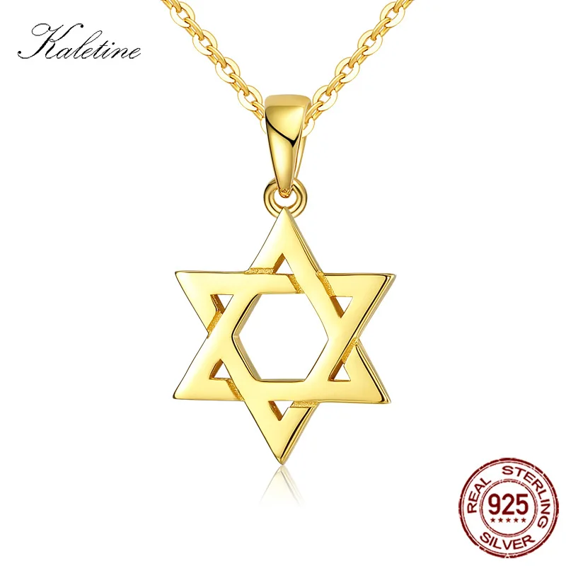 18K gold color Еврейская Волшебная Звезда Давида, Стерлинговое Серебро 925 пробы, ожерелье для женщин и мужчин, Israel Judaica, украшения с иудейской символикой, подвески Hanukkah, золотой цвет - Окраска металла: 18K gold color