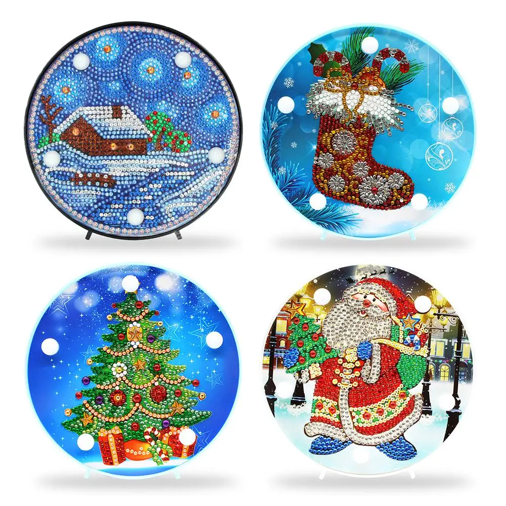 Newest DIY Diamond Painting LED Night Lamp Full Drill Embroidery Mosaic Kit Christmas Decorations Gift For 3