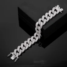 Роскошный широкий плоский бордюр кубинская цепь браслет для мужчин и женщин желтый/розовое золото цвет большой CZ Панк ювелирные изделия подарок браслеты