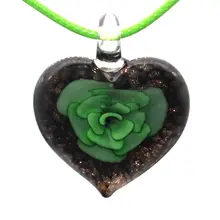 6 цветов стеклянные ювелирные изделия цветок сердце кулон из венецианского стекла лэмпворк стекло кулон для ожерелья