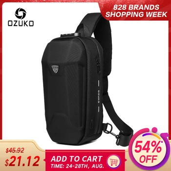 

OZUKO Fashion Men Crossbody Bag Multifunction Anti-theft Shoulder Bags Male Waterproof USB Charge Short Trip Messenger Chest Bag