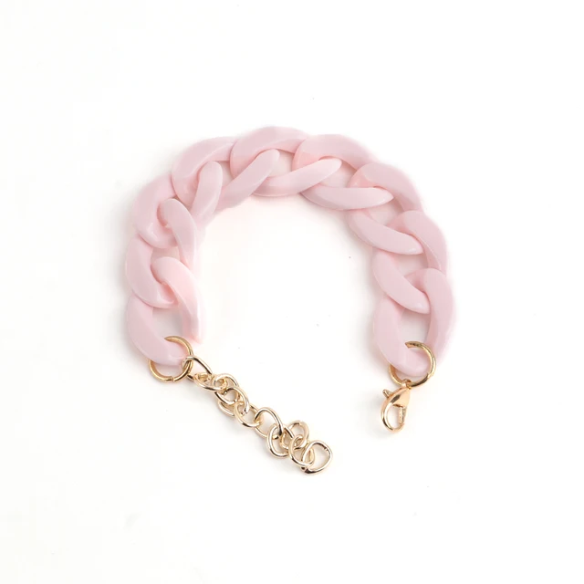 FishSheep Colorful Acrylic Thick Chain Bracelets For Men Women Bohemian Multi color Resin Chain Bracelets & Bangles 2021 Jewelry pink