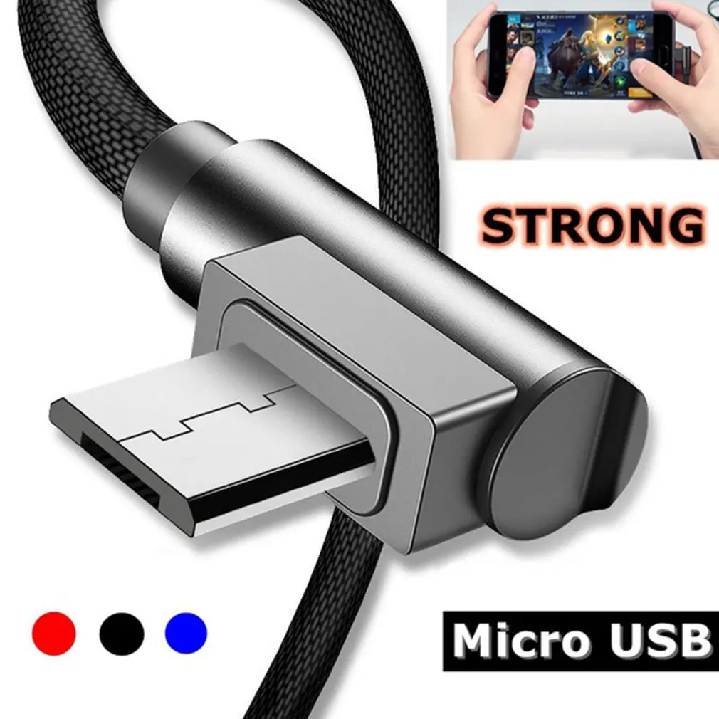 L type кабель для передачи данных 90 градусов нейлоновый USB кабель Универсальный Для Android мобильного телефона Быстрый зарядный кабель высокоскоростной передачи данных