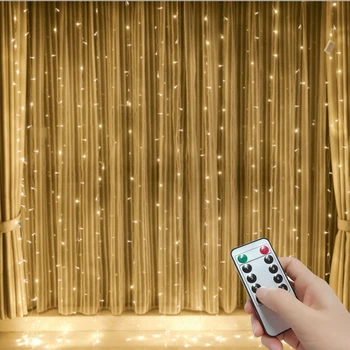 

Remote LED String Lights Curtain EU 220V Fairy Lights Garland Led Wedding Party Christmas For Window Home Outdoor Decor
