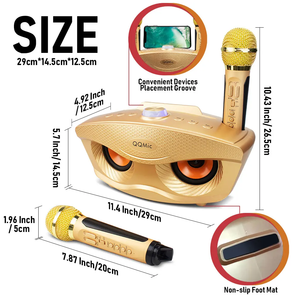 20W Karaoke Machine Portable PA Speaker System For Kids Adults With Lights Microphone Bluetooth V5.