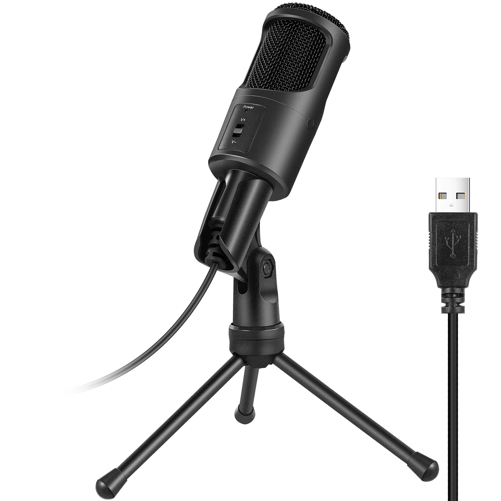 

FooHee Condenser Microphone USB 3.5mm Noise Isolating with Stand for KTV Net Host Live Show Recording Online Games Chat 128