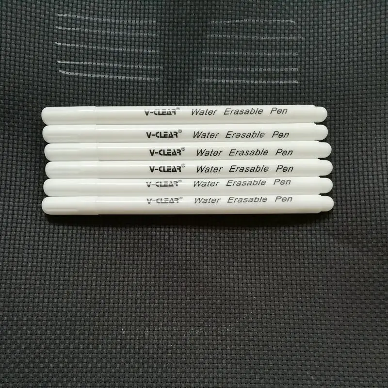 White Color Water Soluble Pen 6 Pcs Wasable Ink Pen For Cross Stitch Textile Erasable Marking Pen Fabric Marker DIY Needlework