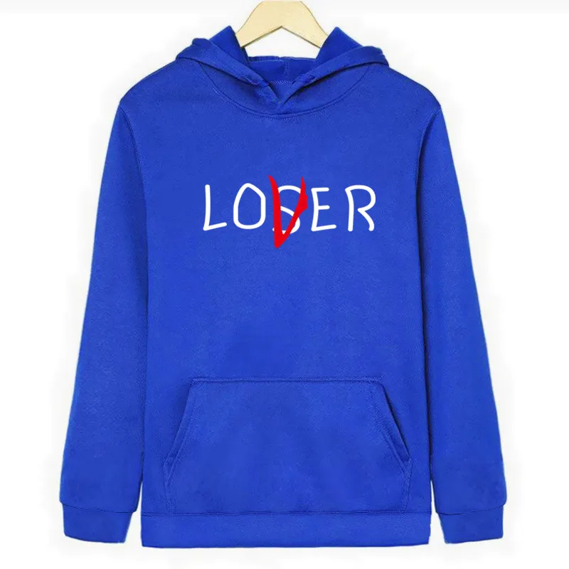 Клубные худи Movie It lossers для мужчин/женщин Harajuku losser Lover It Inspired Толстовка С Капюшоном Повседневный пуловер куртка пальто оверсайз - Цвет: sapphire