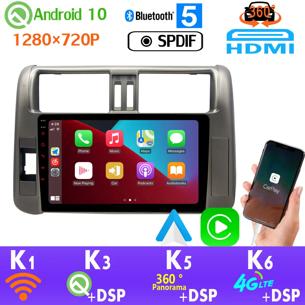 PX6 Android 10 1280*720P для Toyota Land Cruiser Prado 150 360 панорамная камера Автомобильный