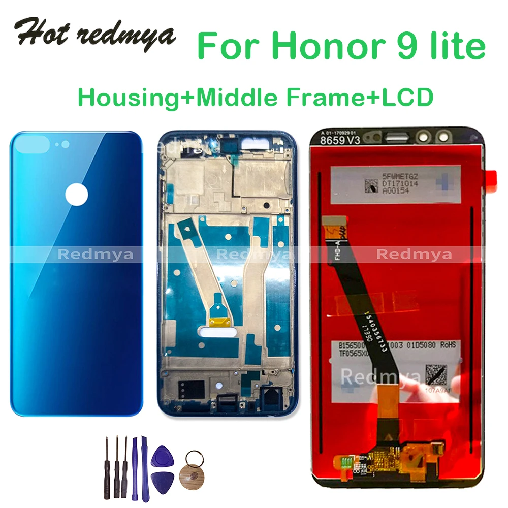 

For Huawei Honor 9 lite LCD Display Touch Screen Digitizer Assembly For Honor 9 Lite Back Housing Battery Cover with Frame+Tools