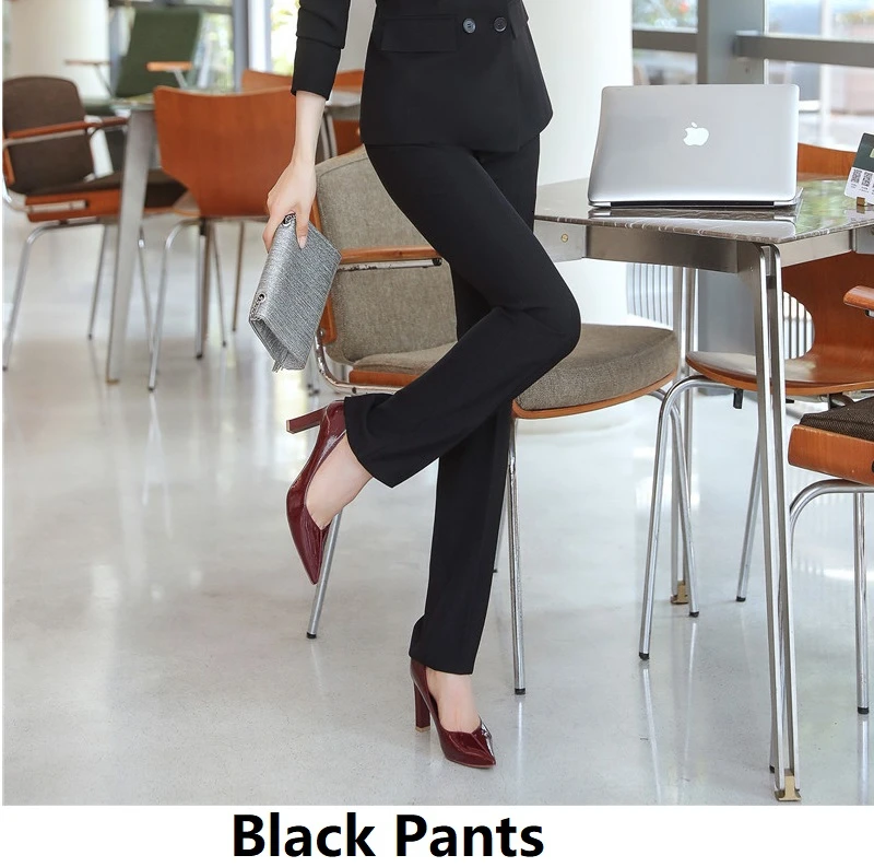 Black Pants Новинка, Красная форма, дизайнерские деловые костюмы, весна-осень, официальная профессиональная Офисная Рабочая одежда, брючные костюмы, женские блейзеры, набор - Цвет: Black Pants