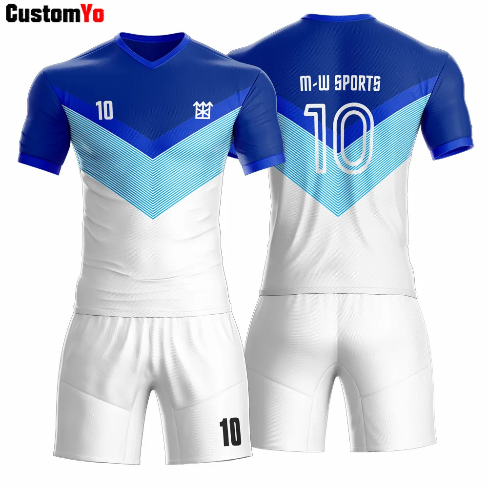 Heat transfer sublimation men football training custom quick dry football jerseys - Цвет: Синий